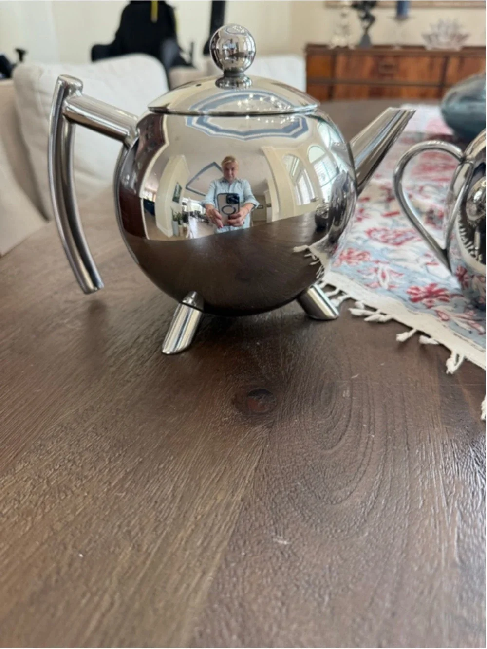 Bredemeijer Bella Crome outside stainless Steele inside. 6 pieces modern, atomic